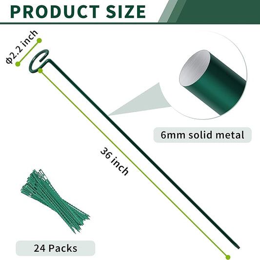 36” Tall Plant Stakes, 6 Pack Plant Support Stakes,6mm Heavy-Duty Metal Garden Stakes, Flower Stakes for Lilies, Dahlias, Gladiolus, Sunflowers, Tomato, Clematis