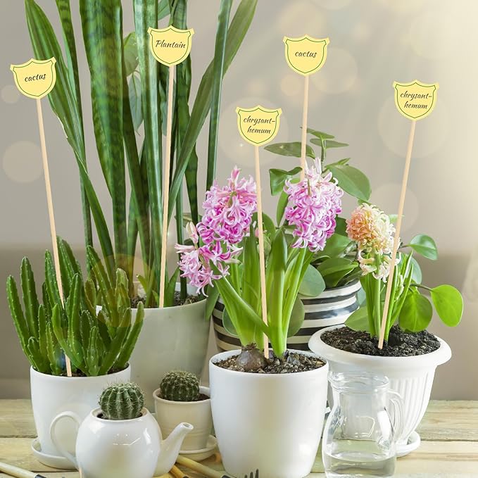 Bamboo Plant Stakes, 100 Pack 16" Sturdy Flower Sticks with Garden Ties, Garden Wood Plant Support Stakes for Orchid Holder, Floral Picks, Potted Plants, Wooden Sign Posting