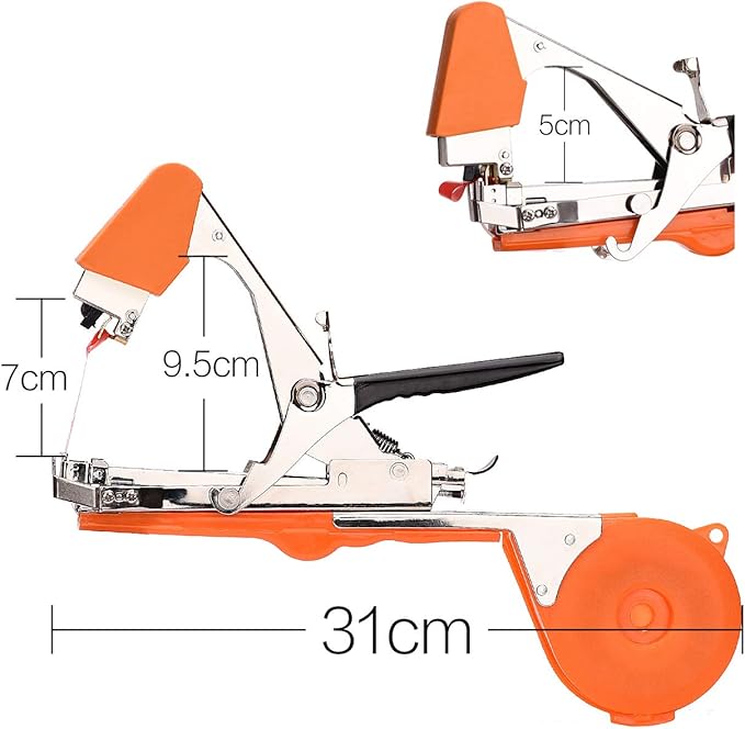 FUNTECK Garden Plant Tying Machine Branch Tape Tool for Vine, Tomato, Cucumber, Grape & Floral Support | Heavy-Duty Handheld Plant Binder with Durable Tape & Ergonomic Grip, Orange