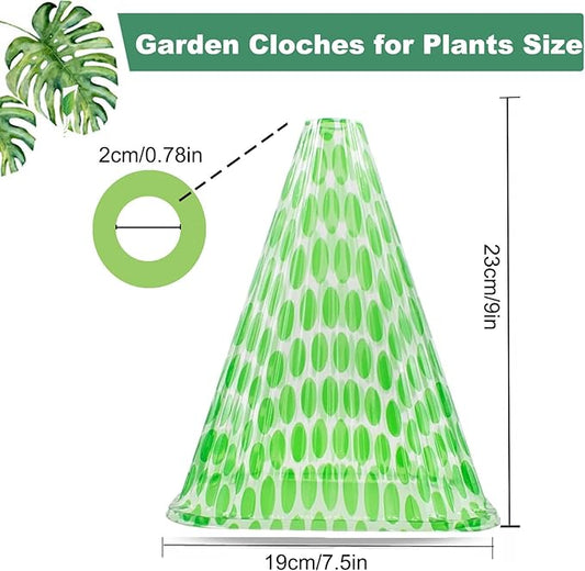 Fshow Garden Cloches,20 Pack Reusable Plant Bell Cover,Bell Jar Cloches for Protection Against Sun, Frost, Snails Etc. (Dark Green)