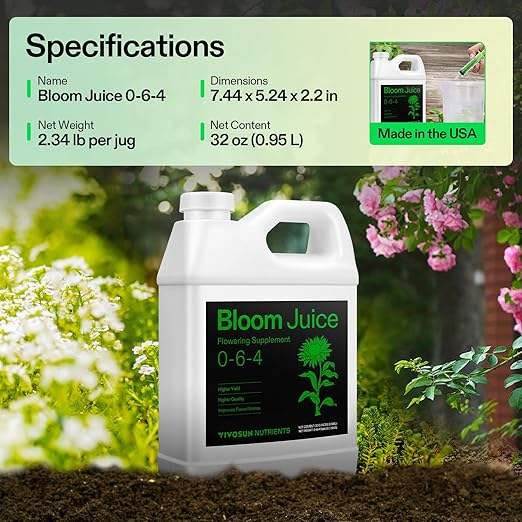 VIVOSUN Bloom Juice (0-6-4), Flowering Supplement Liquid Fertilizer for Flowering Stage, Concentrated Plant Food for All Flowering Plants, 32 Ounces/1 Quart (Pack of 2)