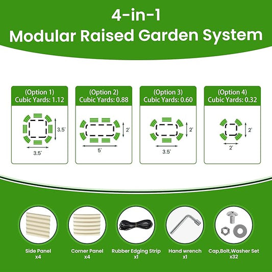 Raised Garden Bed 5x2x1.4 Ft Planter Box Outdoor with Rubber Edge Zinc-Aluminum-Magnesium Stainless Steel Durable Metal Garden Beds Kit for Vegetables, Flowers, Herbs and Succulents(Ivory)