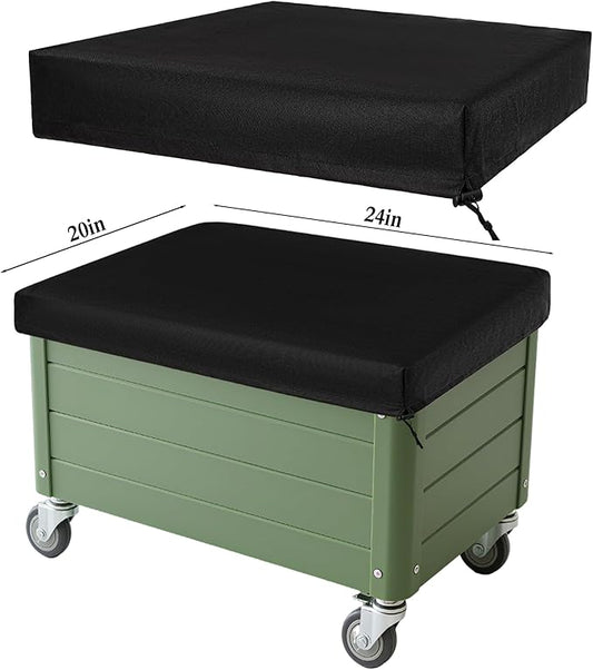 4 Pack City Picker Mulch Covers, Black Planter Box Cover with Elastic Drawstring City Pickers Covers for Raised Garden Bed, 20" x 24"