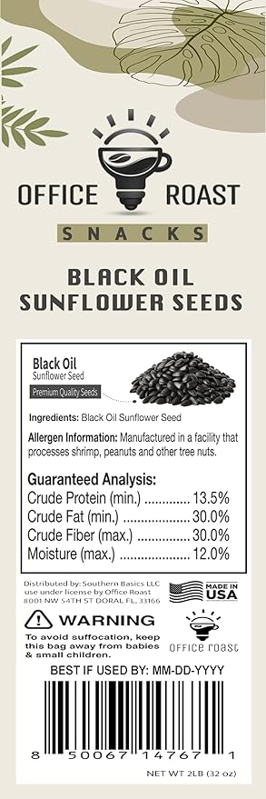 Premium Black Sunflower Seeds – | 2 LB Bulk Value Pack | Natural Wild Bird Seed for Backyard Feeders, High-Energy Food for Songbirds