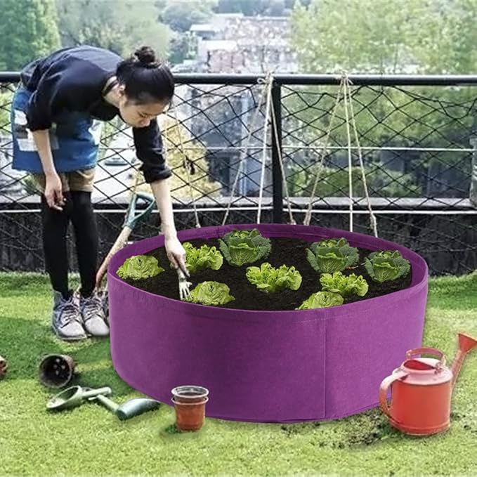 Round Raised Garden Bed, Plant Grow Bag Bed Felt Fabric Planting Planter Purple Planter, Veg Pot for Herb Flower Vegetable Plants XC771A61-9278-1752351061 15Gallon