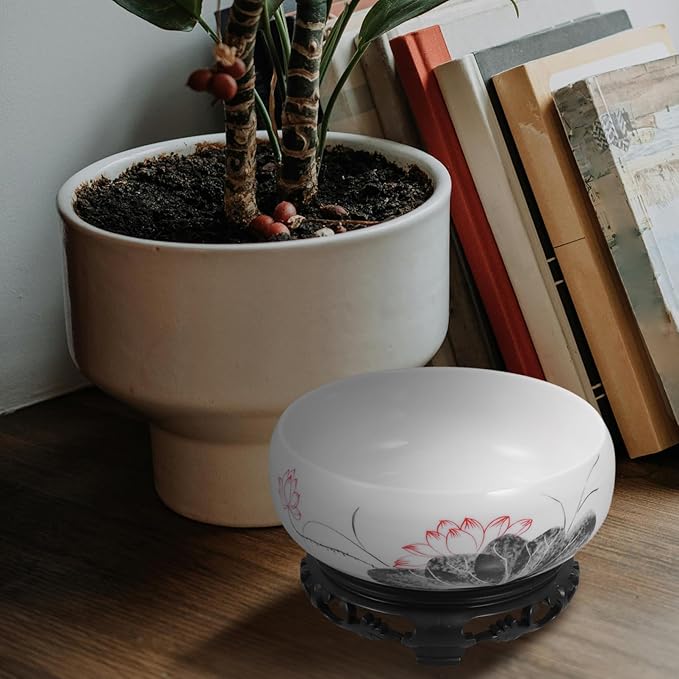 YARNOW Ceramic Lotus Bowl Cactus Bowl Planter Ceramic Water Lily with Stand for Home Office Garden