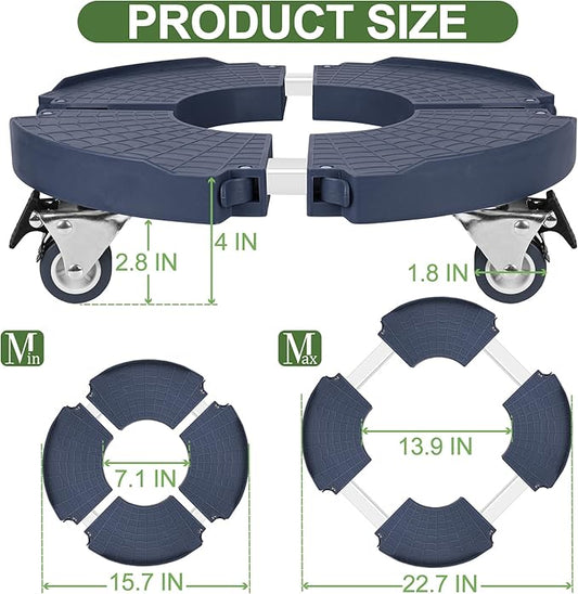 Plant Caddy Stand with 360° Wheels Adjustable 15-22 Inch Rolling Plant Stand Heavy Duty Large Plant Cart Dolly with Casters 440lbs Capacity for Large Planter, Garden Pot, Flower Pot, Blue, 1 Pack