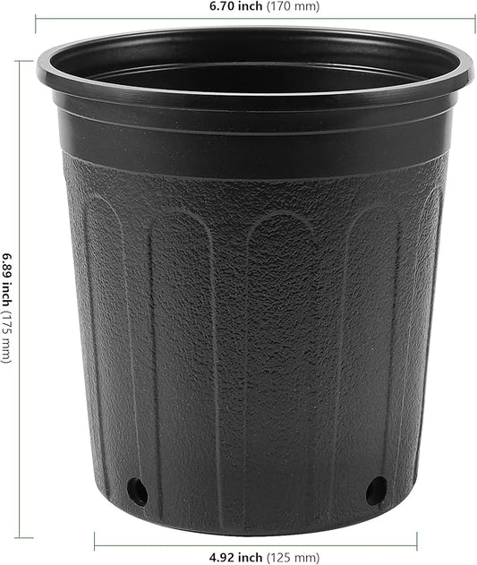 HAKZEON 25 Packs 1 Gallon Nursery Trade Pots, Black Plastic Plant Nursery Pots Round Planter Nursery Pot for Plants Flowers, Succulents, Vegetables, Seedling