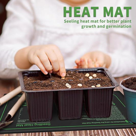 2 Pack Seedling Heat Mat for Seed Starting, 10" x 20.75" 21W Waterproof Heating Pad for Indoor Tray Plants,Safe & Durable Warm Mats for Hydroponics Germination