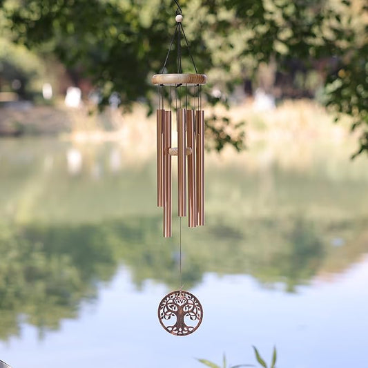 Deep Tone Wind Chimes for Outdoor - Handcrafted Copper Pipe Wind Chime with Tree of Life Pendant, Melodic Garden & Patio Decor (Ideal Gift for Mother, Grandmother, Housewarming) (Style 2)