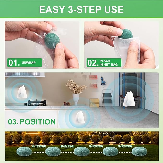 24PCS Mouse Rodent Repellent, Natural Mouse Repellent Peppermint Oil for Mice, Rats, Squirrels, Spiders and Pests, Keeps Pests Away Effectively from Garden & Home, Indoor & Outdoor Use
