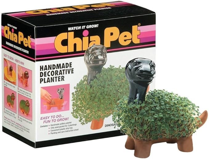 Chia Pet Dinosaur Collectable with Seed Pack, Decorative Pottery Planter, Easy to Do and Fun to Grow, Novelty Gift, Perfect for Any Occasion