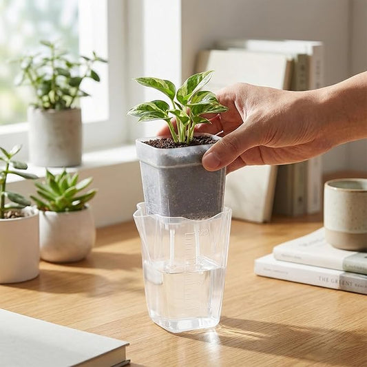 QCQHDU 2 Inch Mini Self Watering Pots for Indoor Plants, 15 Pack Semi Hydroponic Pots, Small Clear Plastic Planters, Drainage Hole, Water Level Indicator, African Violets, Alocasia, Cutting, Seeding