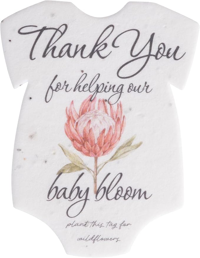 Onesie Seed Paper – 15 Protea Shower Favors for Guests with Wildflower Seeds, Writable & Plantable, Shower Favor Gifts for Guest