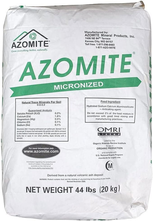AZOMITE Micronized Bag - 100% Naturally Derived - OMRI Listed – Great for Hemp, Fertilizer, Soil Mixes and Home Gardens - 44 Pounds