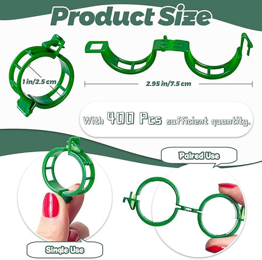 OJYUDD 400 Pcs Tomato Clips,Plastic Vine Clips,Plant Support Clips for Gardening,Climbing Plants,Tomato,Vegetables(Green)