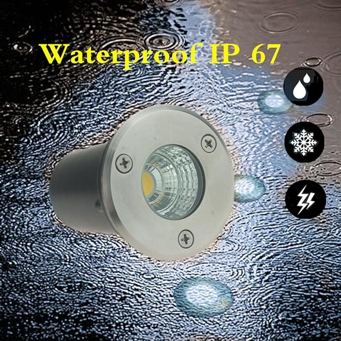 6 Pack 3W Blue LED Well In Ground Landscape Lights IP67 Waterproof for Outdoor Lighting, Garden, Yard, Patio, Driveway, Deck, Step, Pathway, Low Voltage 12V 24V DC AC