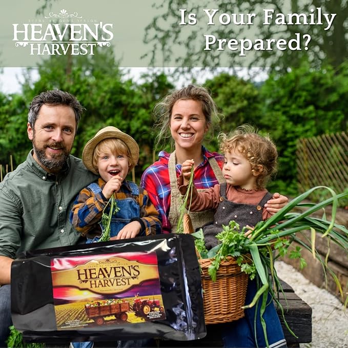 Heaven's Harvest Survival Seed Bank Kit (+Free Bonus eBook!) — 5 Year Supply of Non-GMO Heirloom Vegetable Seeds for Planting a 1+ Acre Garden Outdoors. Resealable Mylar Bags for 100% Secure Storage.