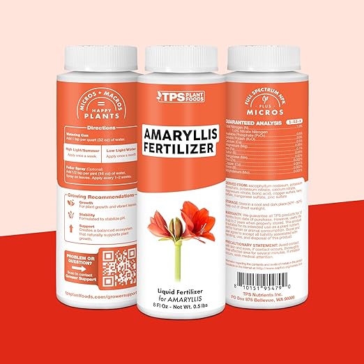 Amaryllis Fertilizer for Amaryllis Bulbs, Great for Amaryllis Bulbs in Vase or for Planting, Liquid Fertilizer by TPS Plant Foods, 8 oz (250mL)