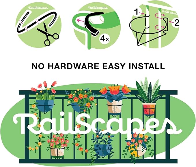 Railscapes Floating Railing Plant Clip for 1/2" - 3/4” Narrow Spindles, 3-Pack