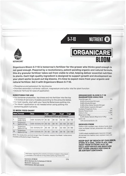 Botanicare Organicare Bloom - Organic and Natural Granular Fertilizer for the Flowering Stage, 5 lbs.