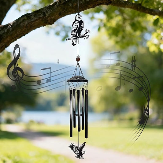 Patriotic Wind Chimes Outdoor Decor - 40" Bald Eagle Large Wind Chimes for Outside Deep Tone,Memorial Windchimes for Backyard Balcony Porch Home Decor,Best Gifts for Women/Men Friend Birthday Holiday