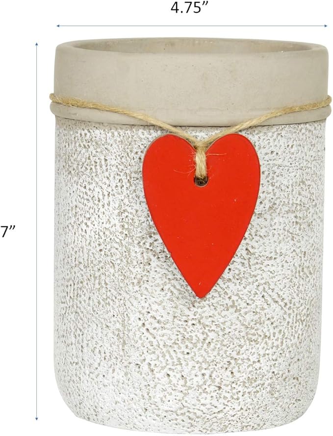 Classic Home and Garden 210027P-396 Heart Vase Planter, Whitewash