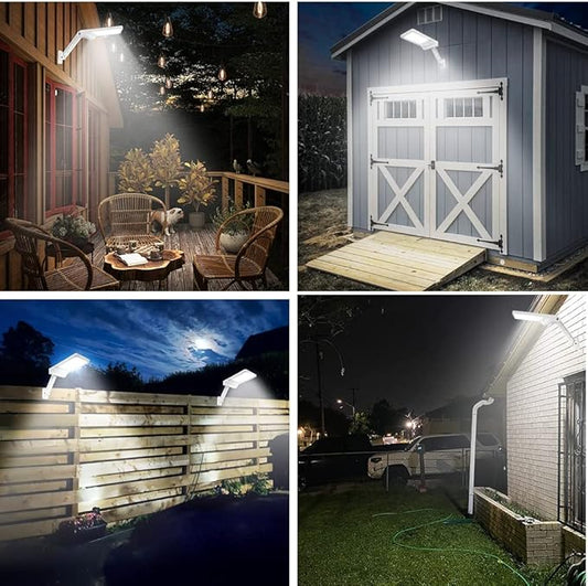 Aqonsie Solar Lights Outdoor, 180° Adjustable 56LED Solar Flood Light, Outside Security Motion Sensor Lights with Remote, 3 Lighting Modes with Mounting Rod for Gutter Backyard Garage Garden 2 Pack
