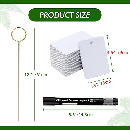 Plant Labels Kit, 20 PCS 12'' Copper Plant Tags Stakes with 40 PCS 1.97'' x 3.54'' Reusable Garden Labels Outdoor Waterproof Plus Marker Pen