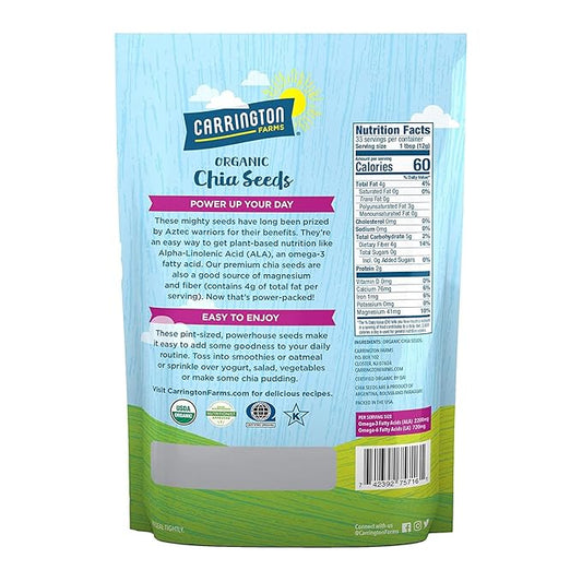 Carrington Farms Organic Chia Seeds, Gluten Free, USDA Organic, 14 Ounce