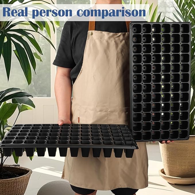 50-Pack 72 Cell Seedling Trays, Heavy-Duty Deep Plug Trays for 1020 Flats, Reusable Seed Starter Trays for Germination & Seed Starting (21.25"×11", 2.36" Height)