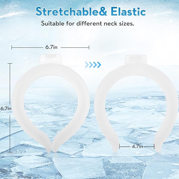 2PCS Neck Cooling Tube with Cold Insulated Bag,Reusable Ice Neck Ring Wearable Body Cooling Products for Summer Heat (White*2)
