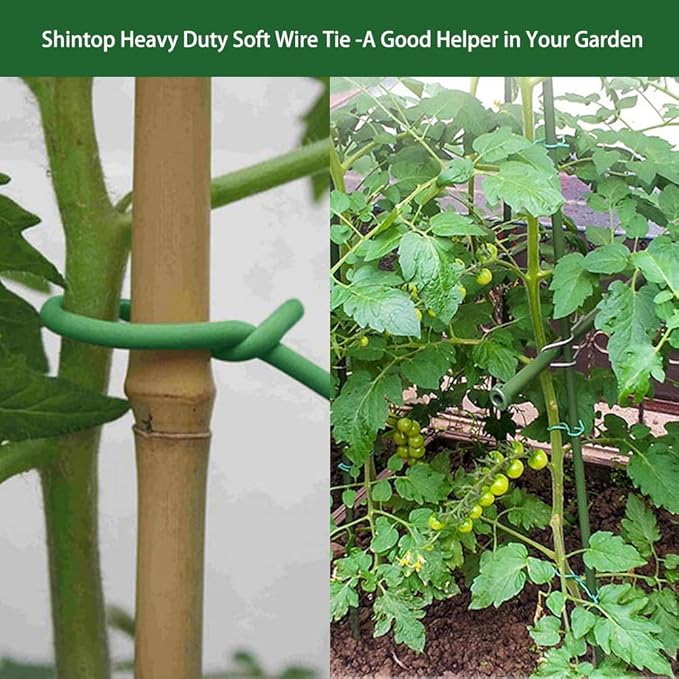 Shintop Plant Ties, 2PCS Reusable 3.5mm Garden Twist Tie Heavy Duty Soft Plant Wire for Gardening, Home, Office (Green, 52.5 feet)