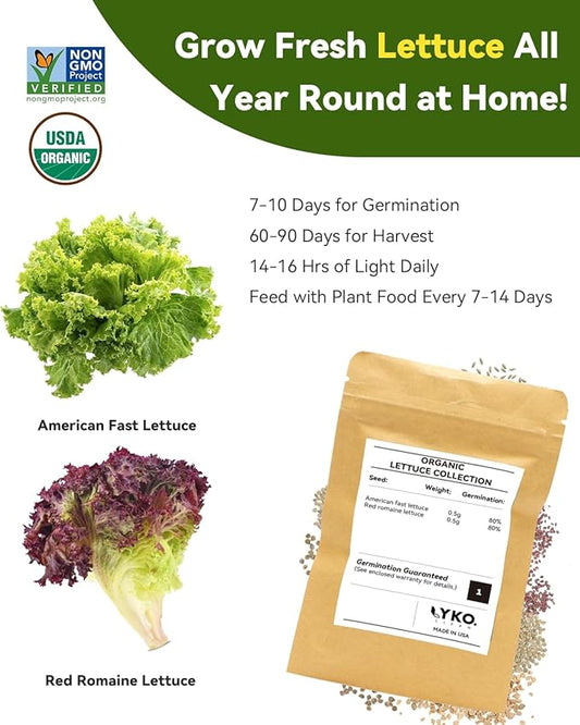 Red Romaine Lettuce Seed Pod Kits for AeroGarden, (24-Pods), Ahopegarden, iDOO Hydroponics Growing System Indoor Herb Garden, 400+ Seeds, Including American Fast Lettuce, Red Romaine Lettuce
