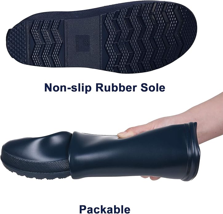 Asgard Women's Mid Calf Rain Boots Collar Gardening Boots Ultra Lightweight Portable Garden Shoes