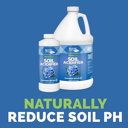 Bloom City's Organic Soil Acidifier - The Best Soil Acidifier Blueberry and Hydrangea Acidic Fertilizer for Optimal Plant Health, Quart (32 oz) (1/2 Pint (8 Ounce))