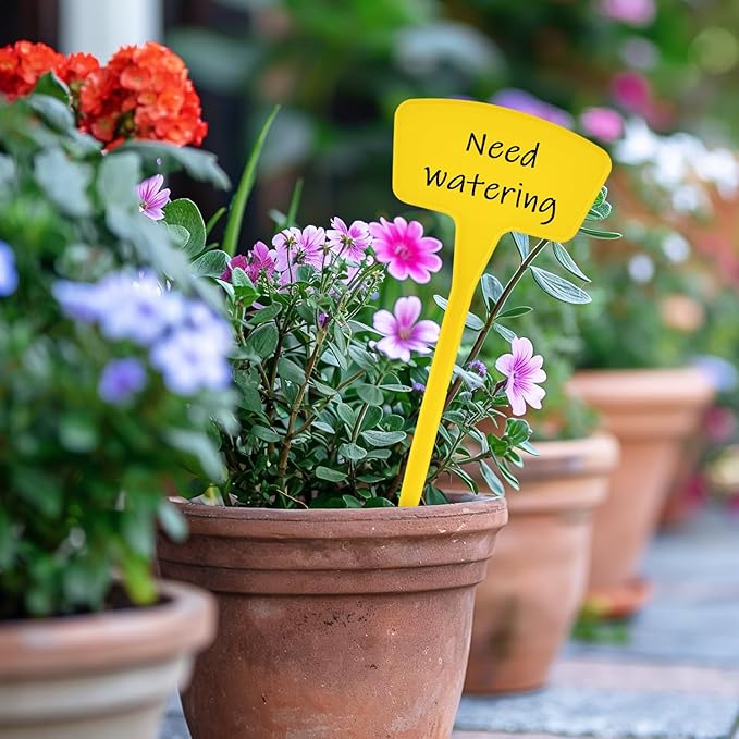 Plant Labels,60 Pcs Yuanling Plant Markers Large Plastic Plant Tags T-Type Waterproof Garden Labels for Outdoor Indoor Potted Plants Flowers Seeds Herbs with Garden Marker Pen