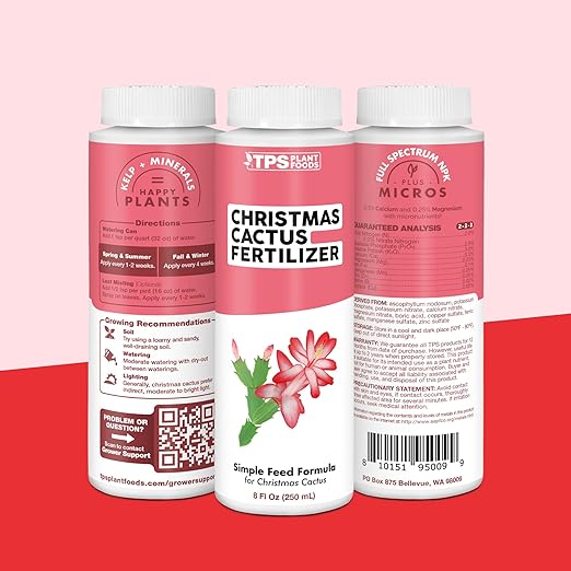 TPS NUTRIENTS Christmas Cactus Fertilizer for All Christmas Cacti and Schlumbergera Cacti, Liquid Plant Food 8 oz (250mL)
