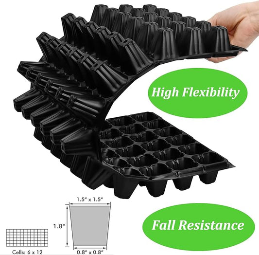 10-Pack Seed Starter Kit,72 Cell Seedling Tray Cell Seed Trays for Flat Trays Germination,Plastic Tray Nursery Pots Mini Propagator Plant Grow Kit Plug Tray Starting Trays for Seedling Germination