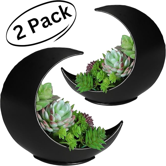 2 Pack - Table Moon Planter Candle Holder - Boho Planters for Indoor Succulents, Air Plants, Faux Plants - Witchy Gifts