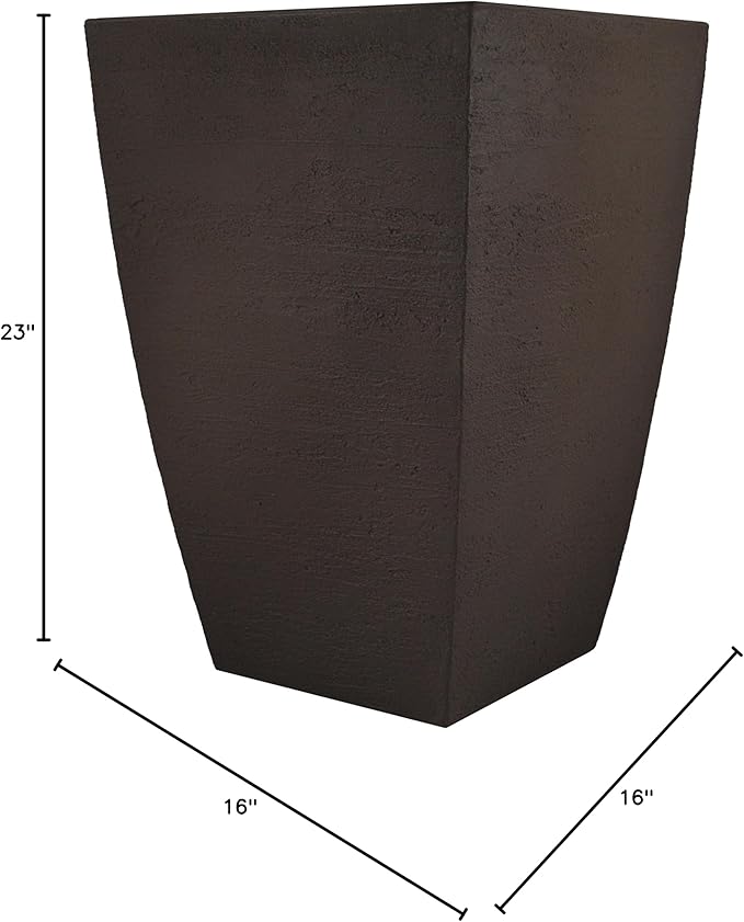Tusco Products MSQT23ES Modern Square Garden Planter, 23-Inch, Espresso