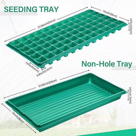 20 Pcs Seed Starter Kit 72 Cell Seedling Starting Trays and 1020 Trays No Holes Plant Growing Nursery Pots for Gardening Germination Propagation (Green)