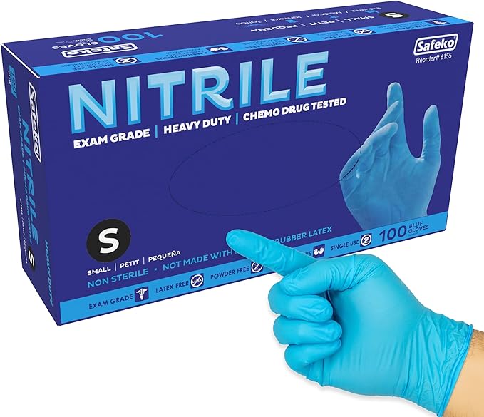 Heavyweight Nitrile Gloves a Black & Blue, Exam Grade, Chemo Tested, Latex-Free, Powder-Free, Disposable Glove