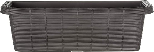 Apollo Exports International AP-30311 24" Adjustable Railing Planter, Ratan Look, Grey, Rectangular Shape
