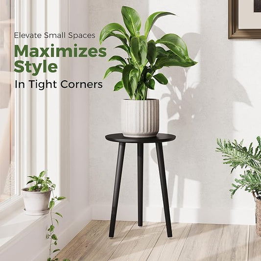 Leaf&lull Tall Plant Stand Indoor Black Plant Table for Large Plants Wooden Plant Stool Plant Holder for Living Room Bedroom Balcony