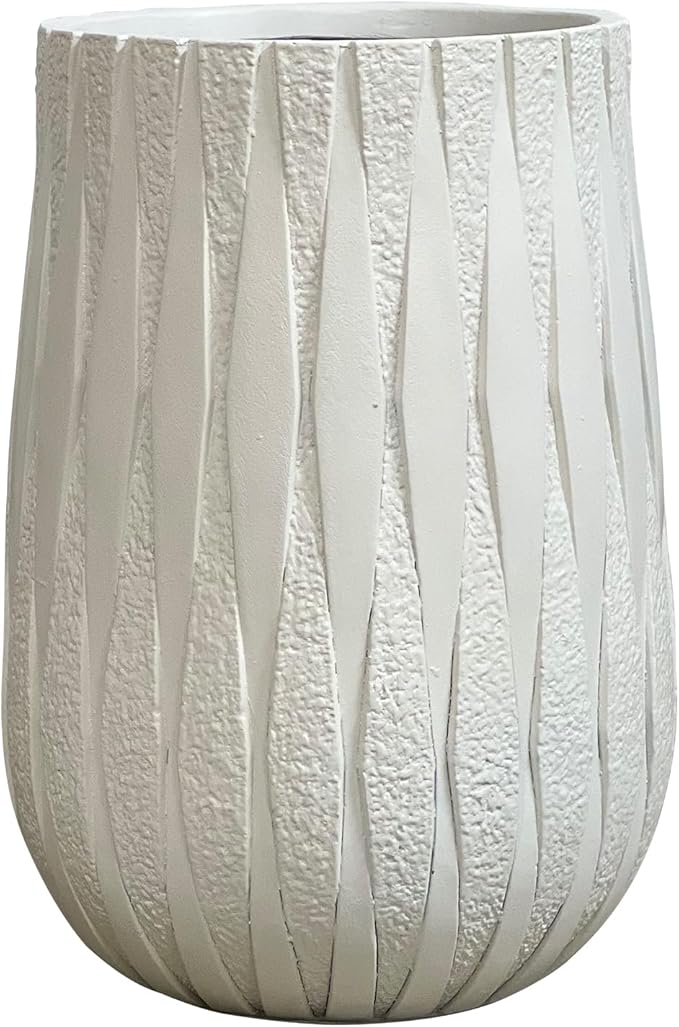 Modern Planters for Indoor Plants with Diamond Texture, Large Indoor Plant Pot, Cylinder Flower Pots for Home Garden Patio Office(Wide Bottom)
