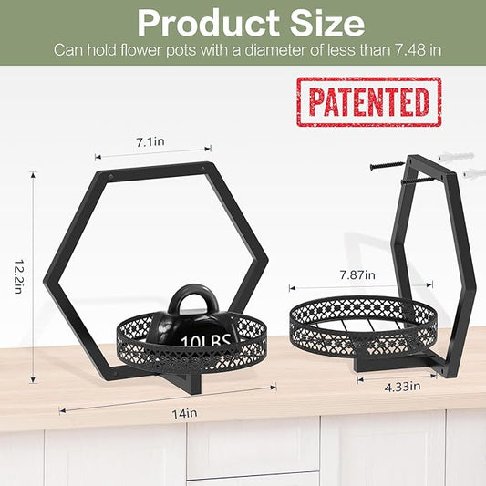 3 Packs Wall Planters for Indoor Plants, 7.9inch Metal Wall Plant Holder Hanger Wall Decor, Wall-Mounted Hanging Planters Window Plant Shelves Outdoor (Black Openwork)