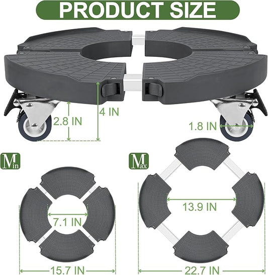 ToLanbbt 2P Plant Caddy Stand with 360° Wheels Adjustable 15-22 Inch Rolling Plant Stand Heavy Duty Large Plant Cart Dolly with Casters 440lbs Capacity for Large Planter, Garden Pot, Flower Pot, Gray