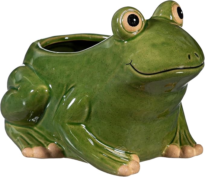 Cape Craftsmen Beautiful Springtime Classic Resin Animal Shaped Statue and Planter Pots for Indoor Plants - Small Planter Decoration for Homes, Apartments, Yards and Gardens (Frog)