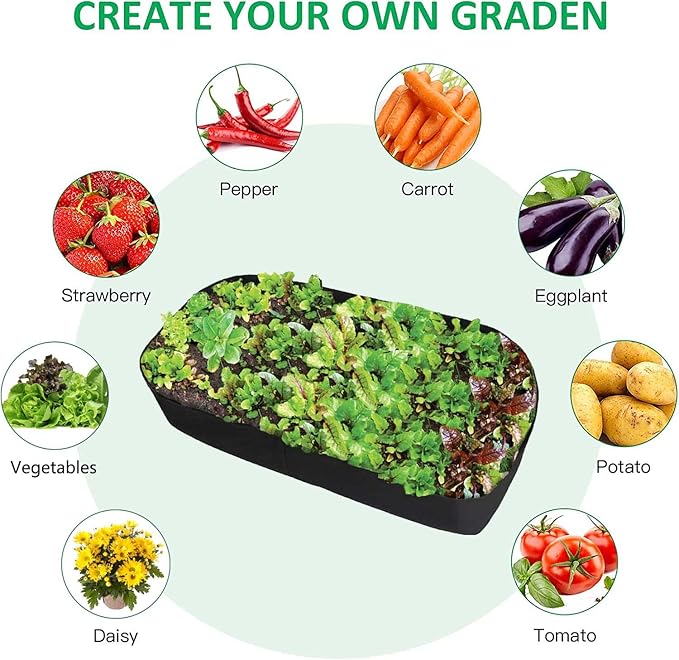 Fabric Raised Garden Bed, 2ft x 4ft Garden Grow Bags Planting Bed Rectangle Garden Containers for Vegetables Plants Flowers Outdoor
